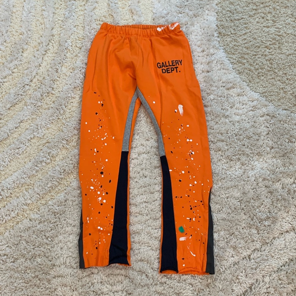 Gallery Dept Paint Splatter Orange Sweatpants Men’s Size Small Medium Large